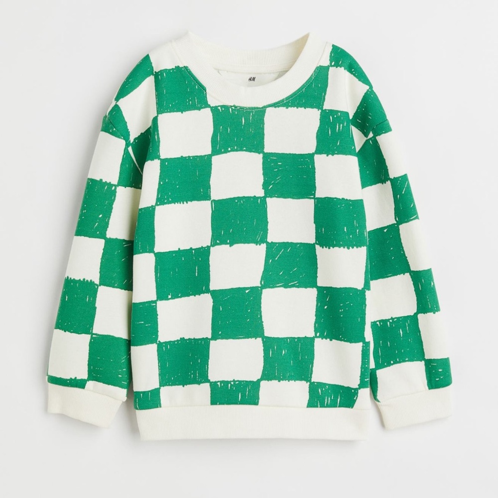 H&M Boys checkered crew neck size 6x/7 NWT